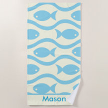 Poisson bleu avec vagues Motif Enfants personnalis