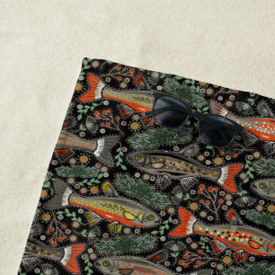 Serviette De Plage Poisson d'eau douce, Design élégant, Truite, Pêche