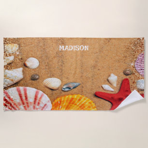 Serviette De Plage Poisson étoilé et coquilles