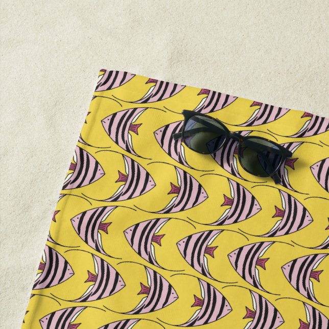 Serviette De Plage Poisson jaune vif (En situation)