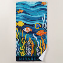 Poissons tropicaux et vagues bleues sur mesure
