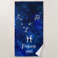 Poissons Zodiac Constellation Bleu Galaxie Monogra