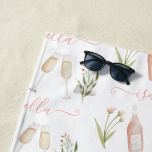 Serviette De Plage Poitrine rose moderne cocktail fleur sauvage éléga