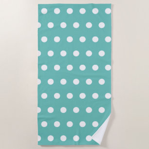 Serviette de plage Polka Dot (Aqua & White)