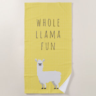 Serviette De Plage Polka jaune et blanc point mou Llama