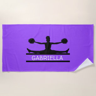 Serviette De Plage Pom-pom girl de silhouette personnalisé par
