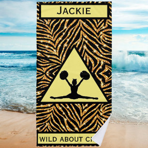 Serviette De Plage Pom-pom girl Gold Zebra Wild À propos de Cheer