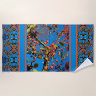 Serviette De Plage Pommes de crabe et ciel bleu géométrique