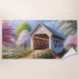 Serviette De Plage Pont fleuri/ressort coloré et rivière