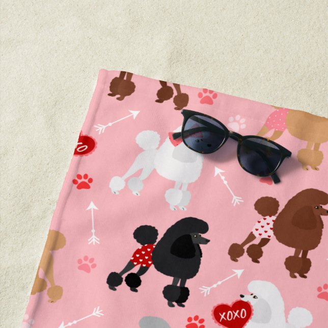 Serviette De Plage Poodle Valentine Motif (En situation)