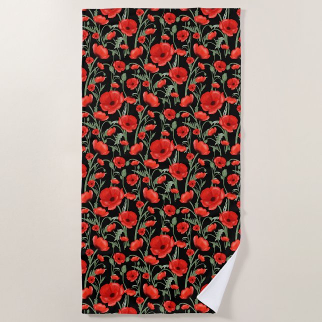 Serviette De Plage Poppies rouges (Devant)