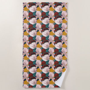 Serviette De Plage Porcs avec le motif de casquettes