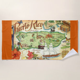 Serviette de plage Porto Rico Map