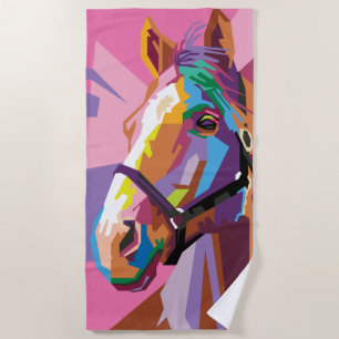 Serviette De Plage Portrait coloré de Pop Art Horse