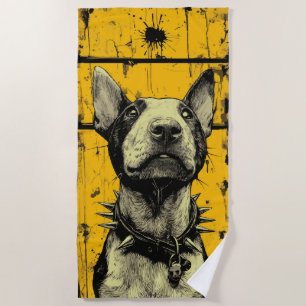 Serviette De Plage Portrait Pop Art de Bull Terrier Edgy