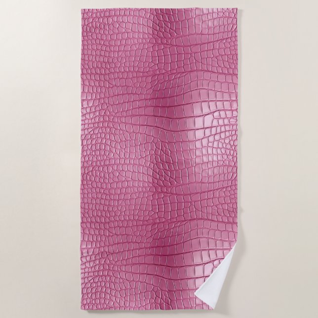 Serviette De Plage Poster de animal d'alligator rose Faux (Devant)