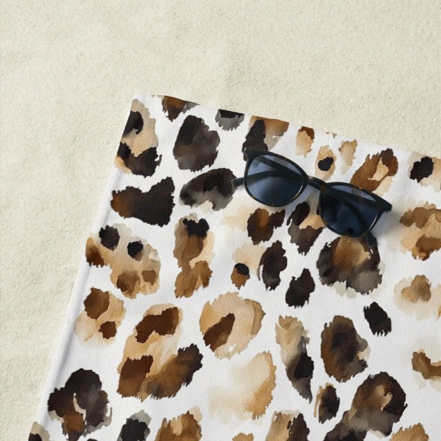 Serviette De Plage Poster de animal Leopard à crème Brown (En situation)