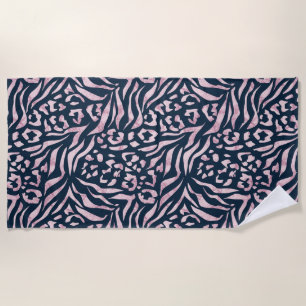 Serviette De Plage Poster de animal, léopard, tigre, bleu, rose, peau