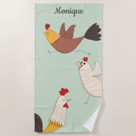 Serviette De Plage poule folle ferme moderne monogramme