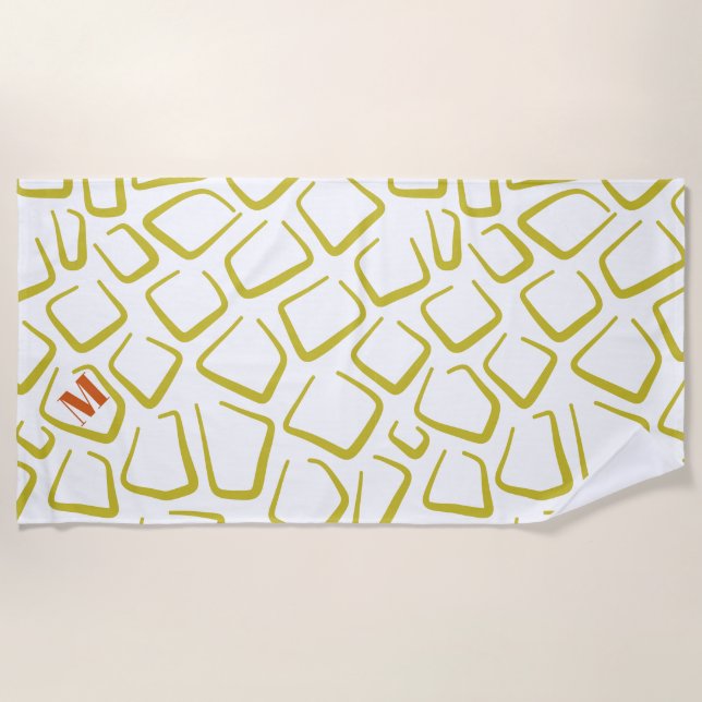 Serviette de plage pour mariage blanc vert mignon (Devant)