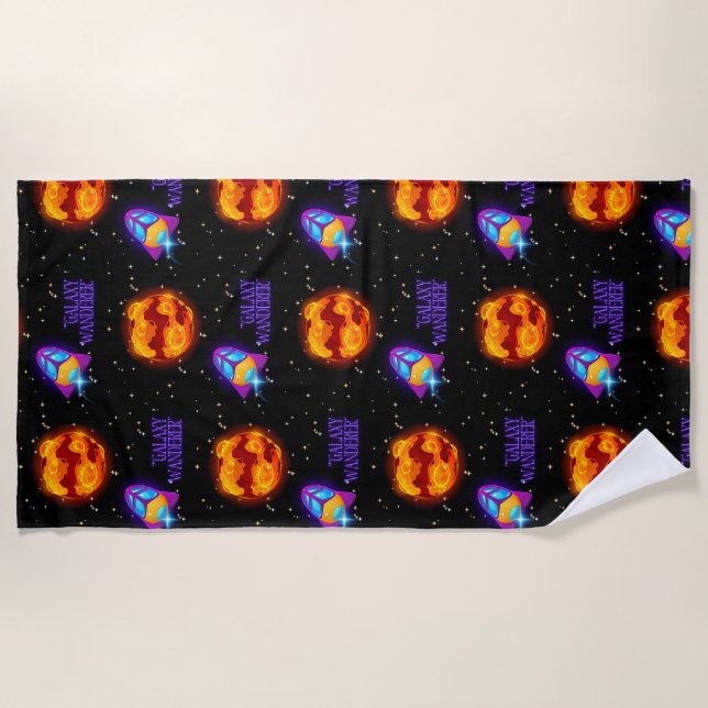 Serviette De Plage Poussette isolée à lave-galaxie (Devant)