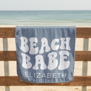 Serviette De Plage Poussière de Babe de plage Bleu Bachelorette Party