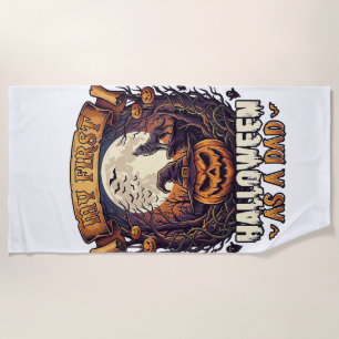 Serviette De Plage Premier Halloween en tant que papa citrouille loup