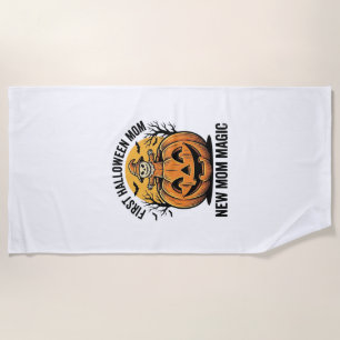 Serviette De Plage Première T-shirt de maman Halloween Vintage Pumpki