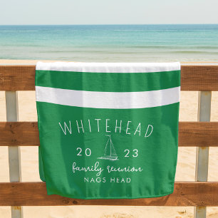 Serviette De Plage Préparatifs Monogramme de Voile Rayure Vert Kelly
