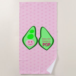 Serviette De Plage Prêt pour la pop bébé fille pois rose