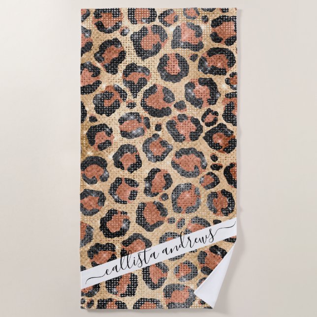 Serviette De Plage Prince d'Or noir Brown Leopard (Devant)