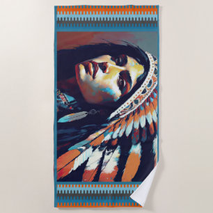 Serviette De Plage Princesse amérindienne guerrière