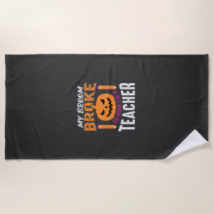 Serviette De Plage Professeur d'Halloween Balai Cassa Citrouille Conc