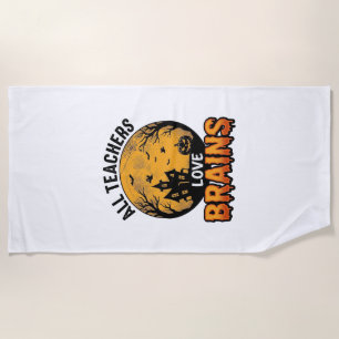 Serviette De Plage Professeur Halloween Amour Cerveaux Design Vintage