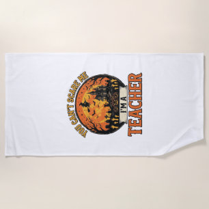 Serviette De Plage Professeur Halloween Vintage Drôle École Squeletti