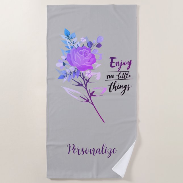 Serviette De Plage Profitez Des Petites Choses Inspirationnel Rose (Devant)