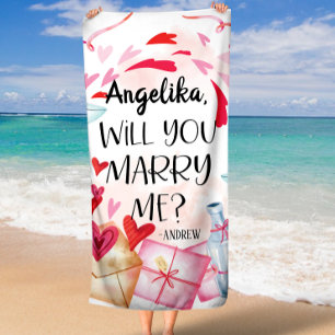 Serviette De Plage Proposition de marriage You Marry Me ? Custom