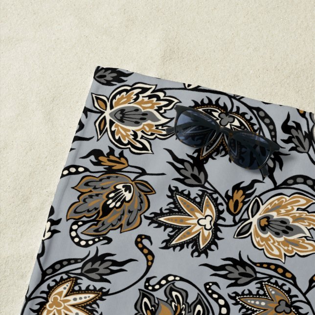 Serviette De Plage Protea Batik Hawaiian Tropical Floral - Argent (En situation)