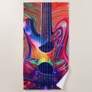 Serviette De Plage Psychédélique Electrique Acoustique Semi Guitares 