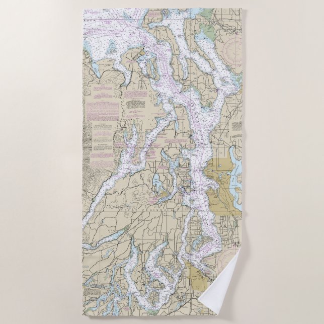 Serviette De Plage Puget Sound Graphique nautique 18440 (Devant)