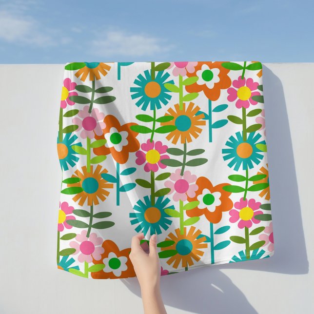 Serviette De Plage Puissance à fleurs rétro des années 60 (Créateur téléchargé)