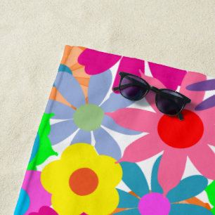 Serviette De Plage Puissance des fleurs des années 1970