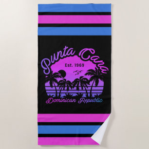 Serviette De Plage Punta Cana Dominicaine Retro Sunset Souvenir 80s