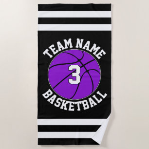 Serviette De Plage Purple Basket-ball Nom et numéro de joueur Personn
