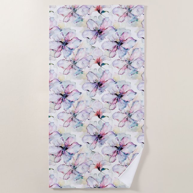 Serviette De Plage Purple Island Flowers (Devant)