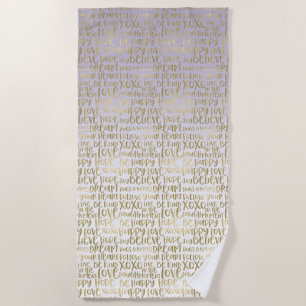 Serviette De Plage Purple Ombre Gold Mots Inspirants
