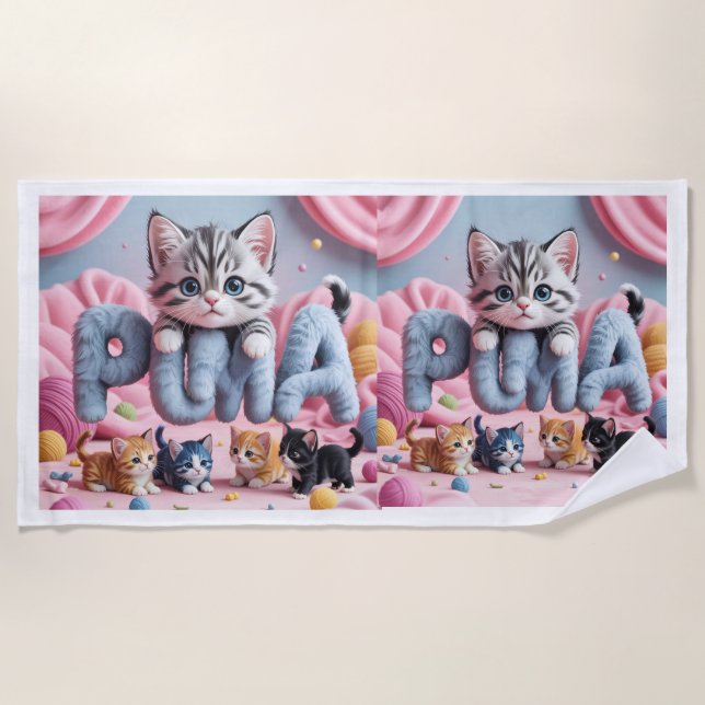 Serviette De Plage PURRMA Cute Kitten Beach Towel (Devant)