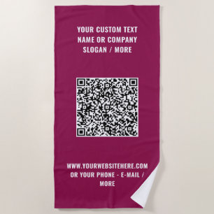 Serviette De Plage QR Code Scan Info Plage Servir votre texte et les