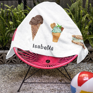 Serviette De Plage Quatre glaces personnalisées