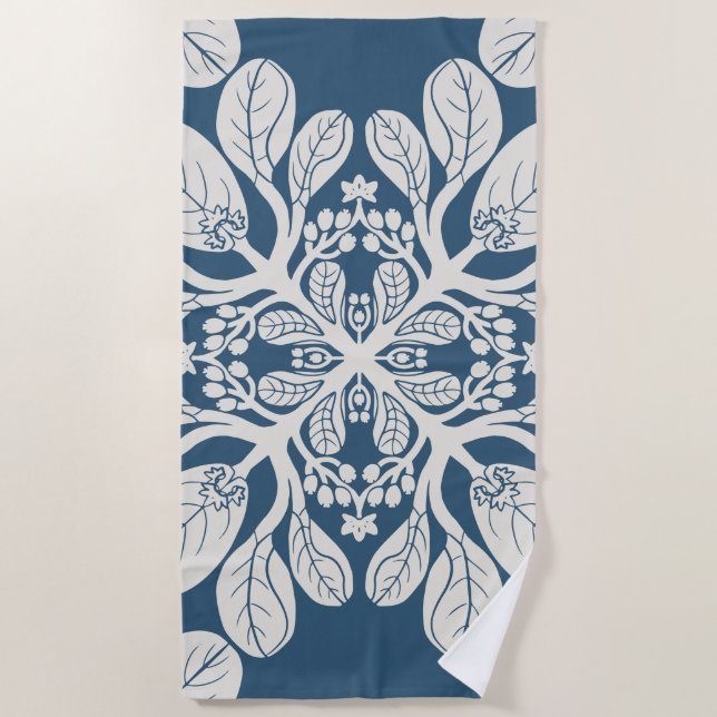 Serviette De Plage Quilt hawaïen Naupaka en beige (Devant)